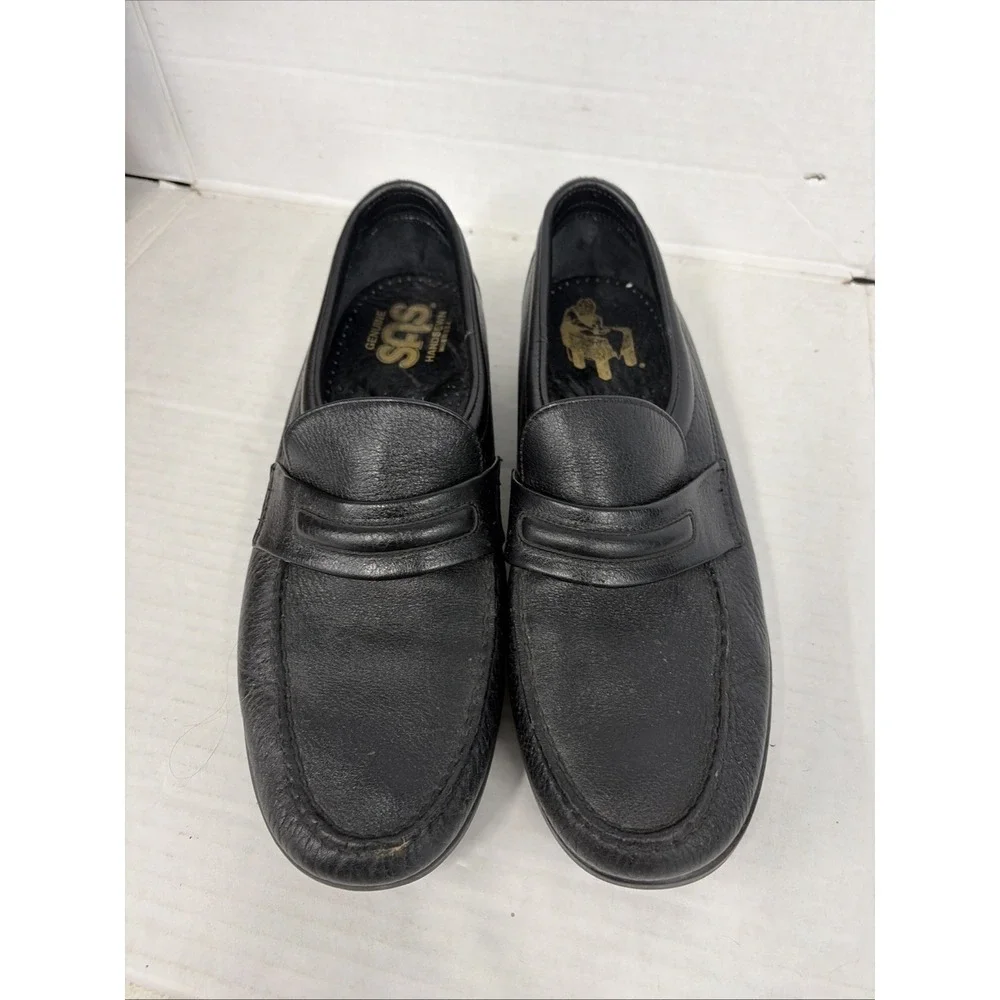 SAS Men's Black Leather Loafers Size 12 N Narrow Handsewn Slip-On Shoes EUC